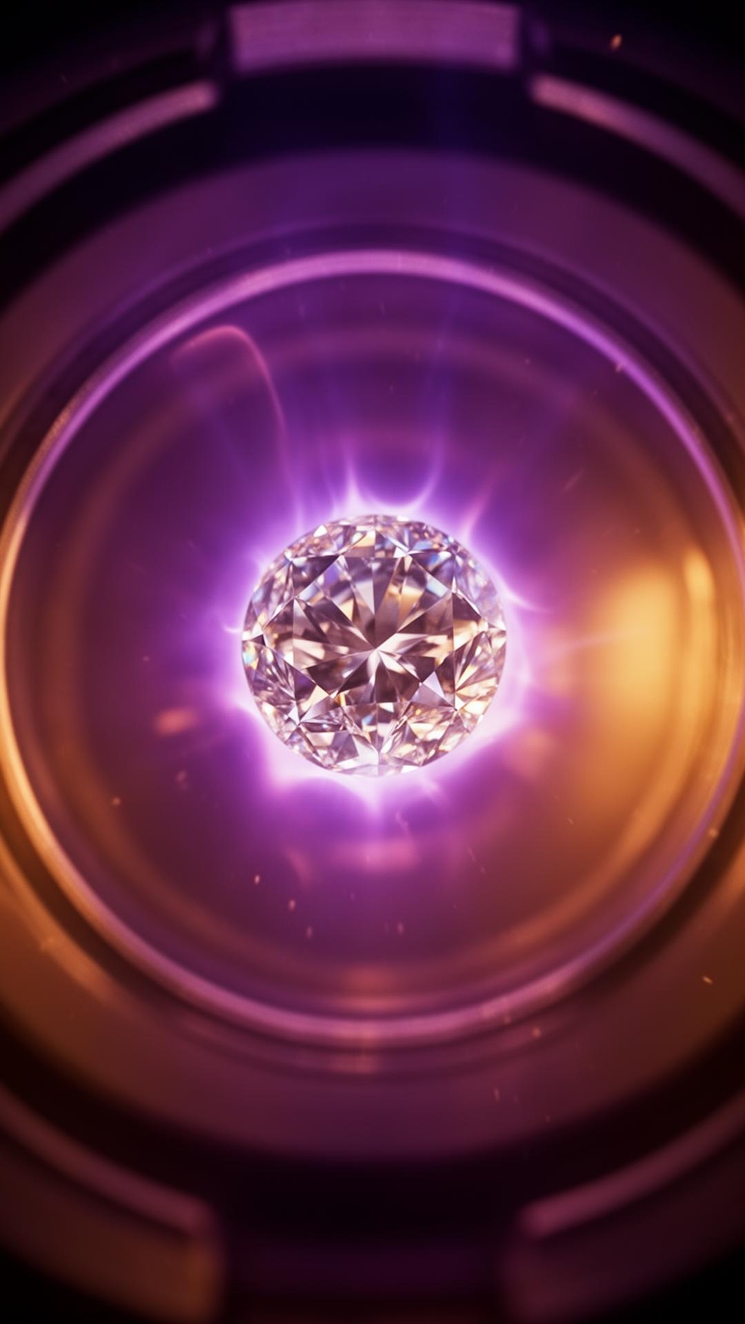 A lab-grown diamond forming inside a CVD reactor