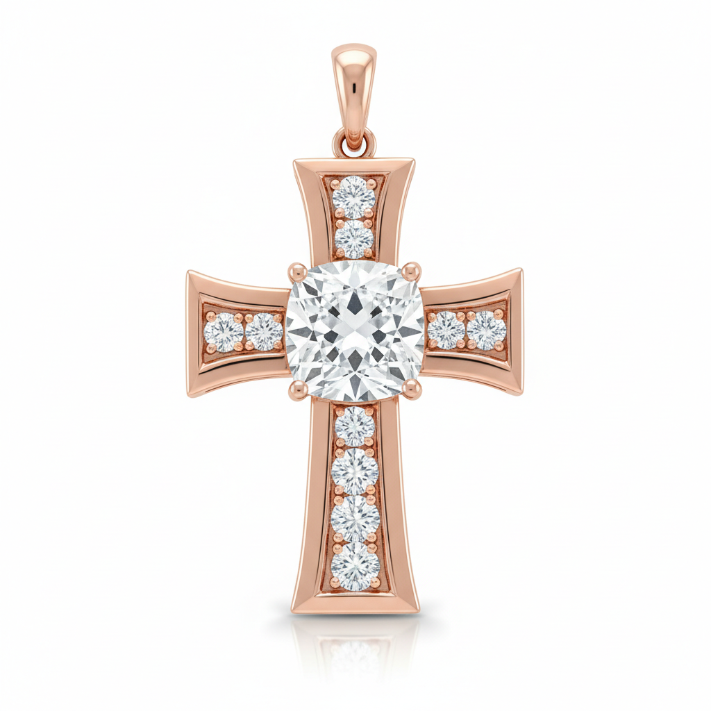 Cross with lab-grown diamonds 3.926 ct — Front
