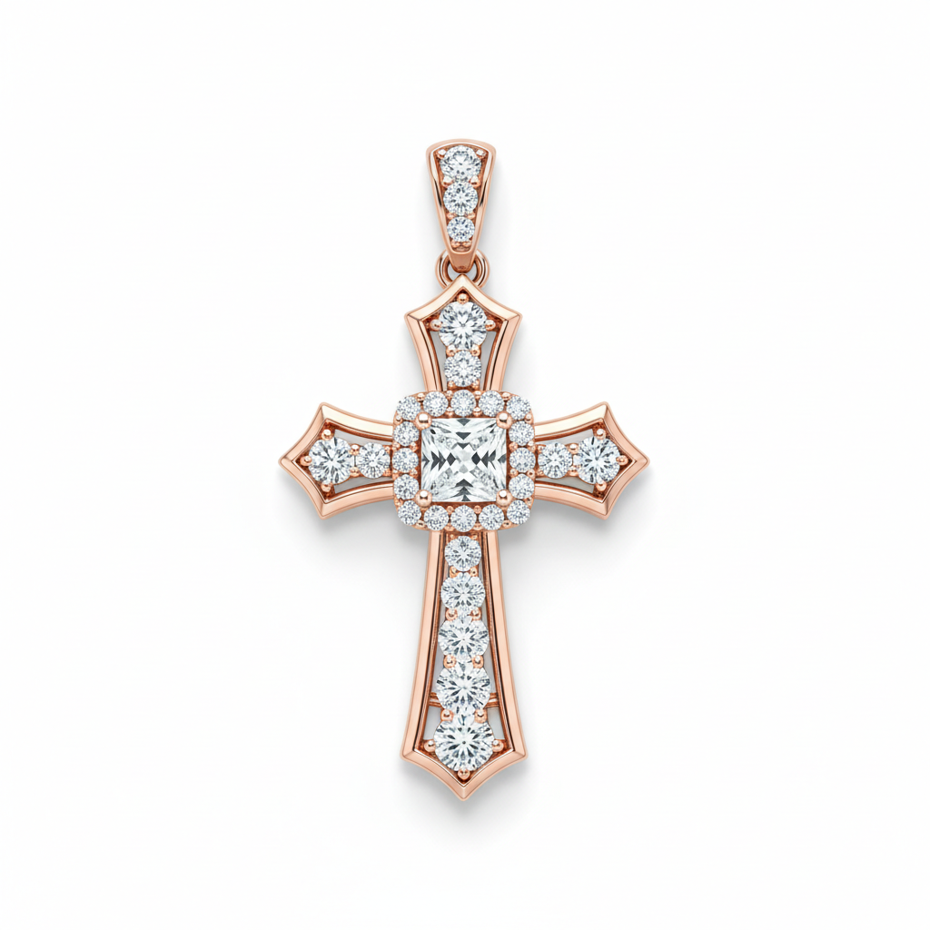 Cross with lab-grown diamonds 1.864 ct — Front