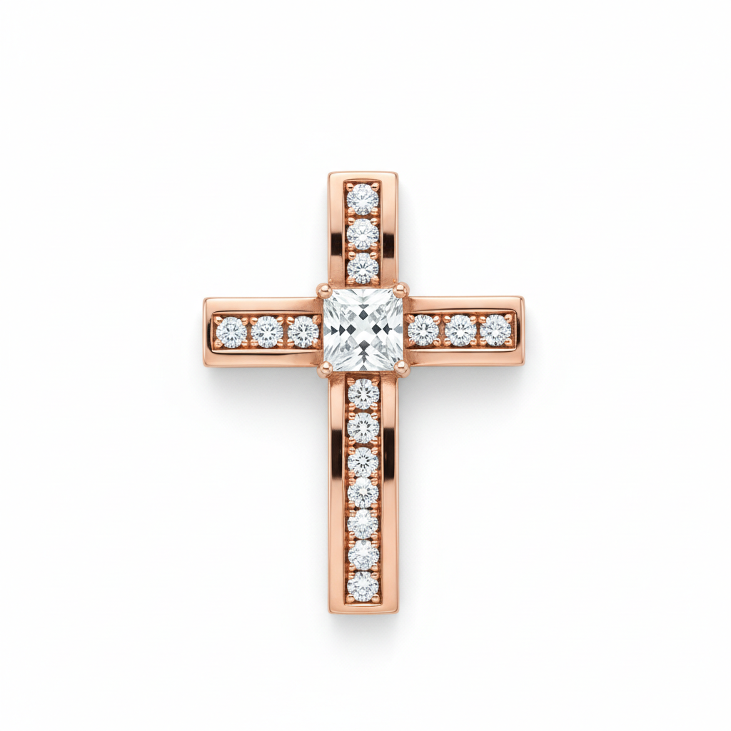 Cross with lab-grown diamonds 1.039 ct — Front