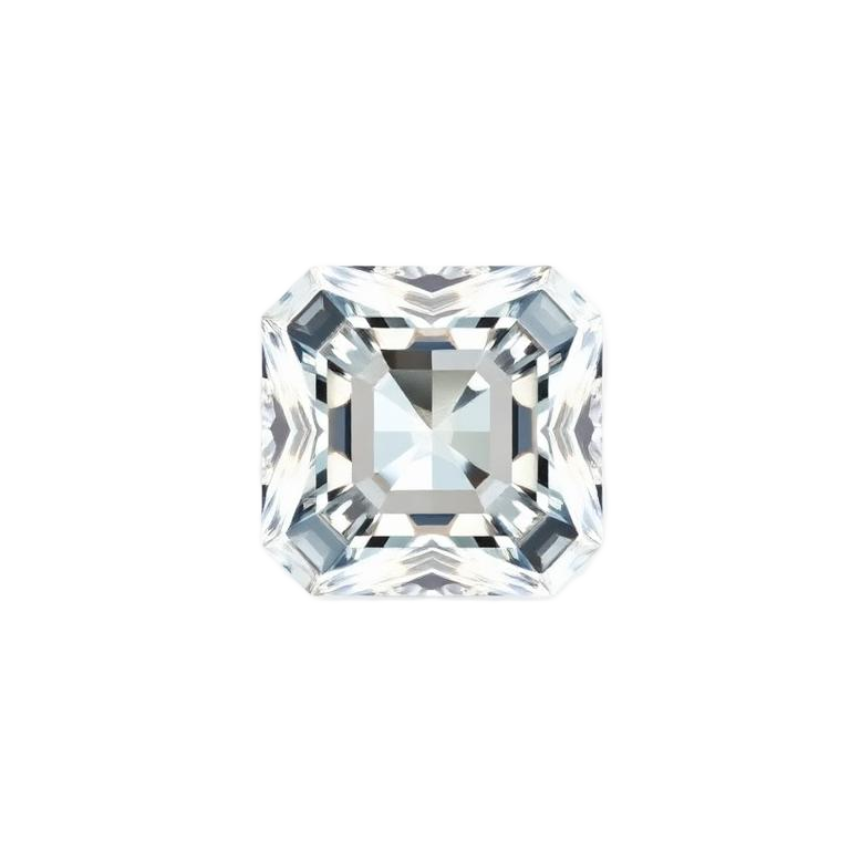Asscher cut lab-grown diamond, 2.1 ct, color E, clarity VVS2