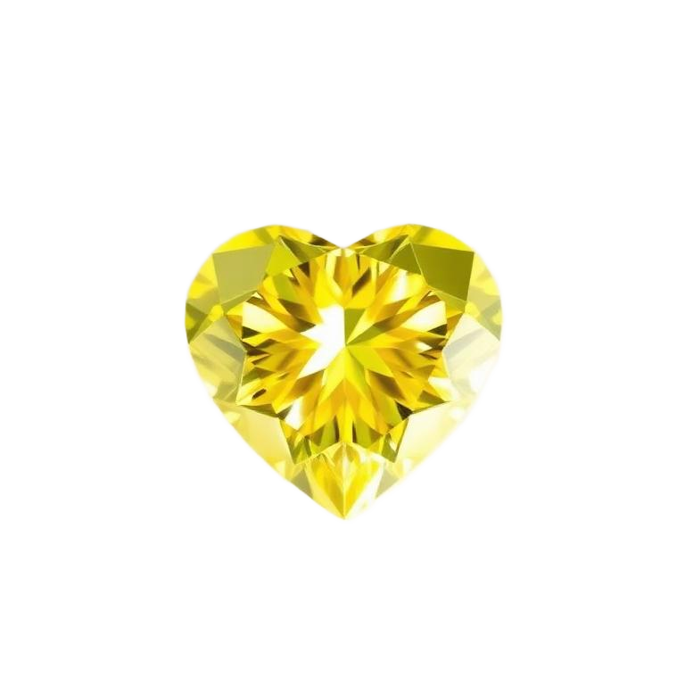 Heart cut lab-grown diamond, 0.5 ct, color Fancy Yellow, clarity VS2